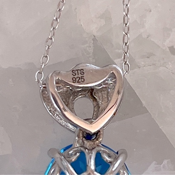 Carribean Quartz Cambodian Zircon Sterling Silver Pendant Necklace - Picture 10 of 13